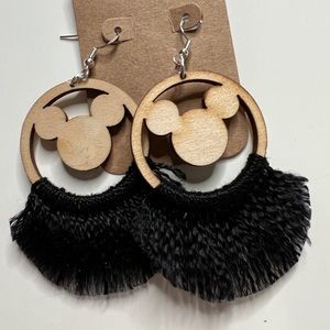 Handmade macrame Mickey earrings